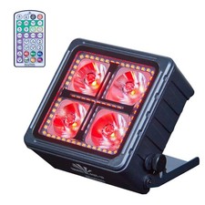 Quad 12 Watt RGBWA UV LED Battery-Powered IP65-Rated Indoor Outdoor Uplight