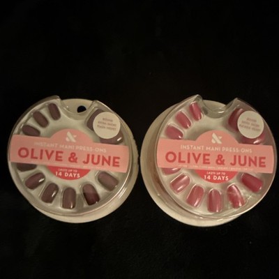 Olive & June Press-On Nails Extra Short Round Pink Shiny Pre-Designed Full Cover