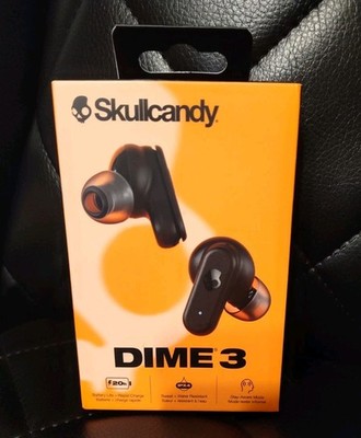 New! Skullcandy Dime 3 Bluetooth In-Ear Earbuds,Black/Orange, Smart Mic
