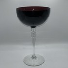 Vintage Deep Plum Beveled Glass Pedestal Compote — photo 1
