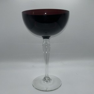 Vintage Deep Plum Beveled Glass Pedestal Compote