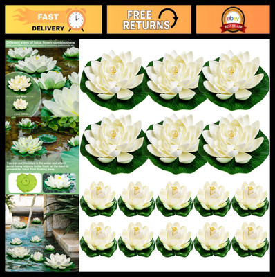 16Pcs Floating Pool Flowers - 7in & 4in Fake Water Lily Pads for Pool Decor