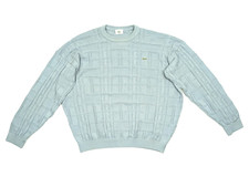 LACOSTE maglione vintage uomo 5 L grigio-blu misto cotone fantasia maglia