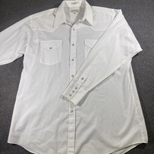 Sheplers-Mens Long Sleeve Western Pearl Snap Shirt-17-35 White Cowboy Rodeo