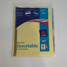 Avery 12403 Big 8 Tab 2 Sets Insertable Storage Dividers Clear Printable
