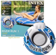 Intex River Run 1 Person Inflatable Pool/River Tube Floating Lounge - Blue, 53"