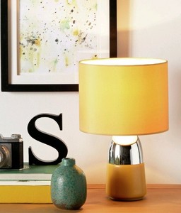 MODERN MUSTURD Yellow SHADE SMALL CHROME TOUCH TABLE Dimmer BEDSIDE