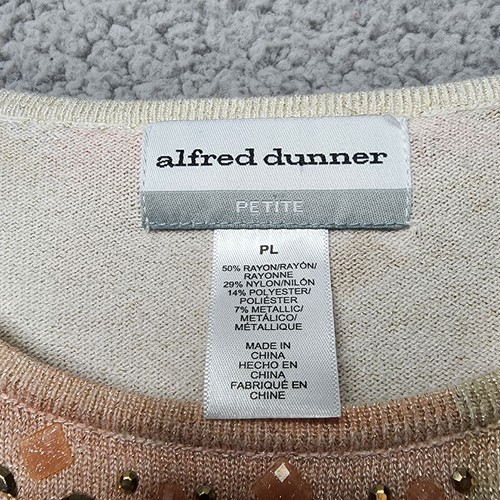 Alfred Dunner Women's Petite Large Romantic Floral Feminine Shimmer Sweater - Picture 5 of 10