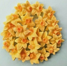 24 Handmade Edible Dainty Daffodil Flowers, Easter/Spring Cake Topper Decoration