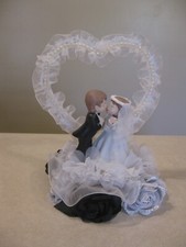 Ceramic Wedding Bride Groom Cake Topper VGC Boy Girl