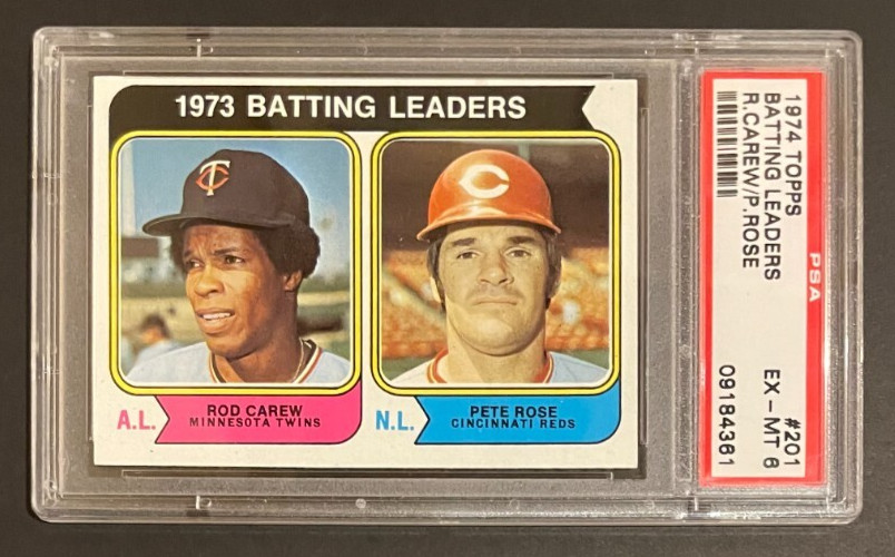 1974 Topps Batting Leaders Pete Rose Rod Carew #201 Graded PSA 6 HOF Reds Twins