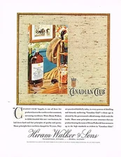 1930s BIG Original Vintage Canadian Club Whisky Bottle Bar Decor Art Print Ad