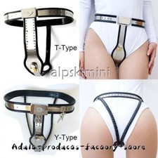 Stainless Steel Chastity Belt Lock Double Wires Panties Strapon Harness Binding