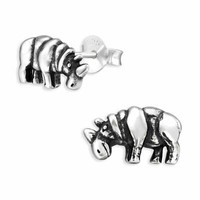 Nashorn Ohrringe Ohrstecker 925 Silber - Kinder Damen MäDchen Schmuck