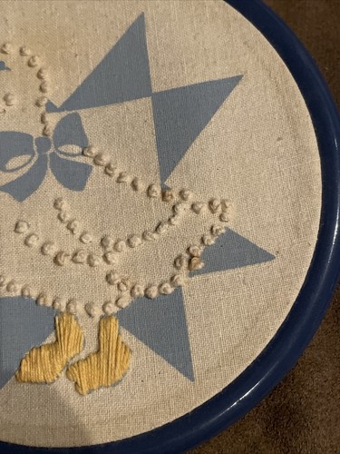 Handmade Embroidery Hoop Wall Art Hanging Goose 5” Round Set Of 2 Vintage - Picture 4 of 11
