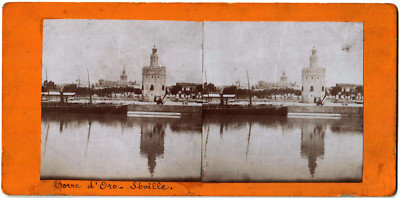 Spain.España.Seville.Seville.Torre del oro.Panorama.Stereo photo.Stereoview.