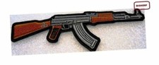 AK 47 ASSAULT RIFLE EMBROIDERED 2ND AMENDMENT BIKER GUN PATCH 6 X 2" IRON - SEW