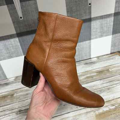 Dolce Vita Cyan Cognac Heeled Leather Boots Woman Size 1/2