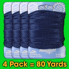 Blue Metallic 02 Needloft Nylon Craft Cord - 4 Spools x 20yds  80 yds USA 