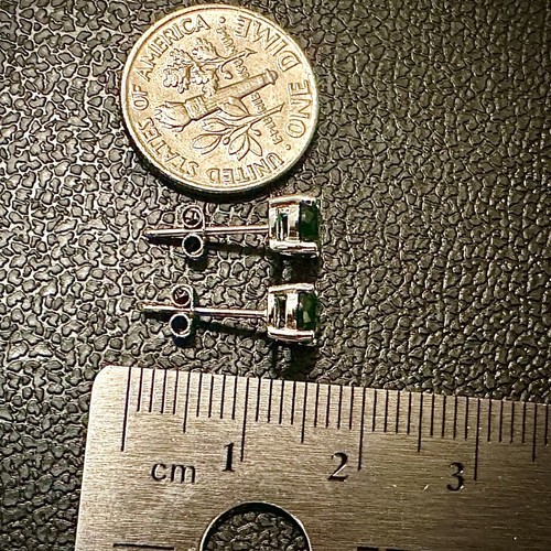 Orecchini Borchie Argento Sterling 925 Verde Smeraldo Donna Creati in laboratorio SPEDIZIONE GRATUITA - Foto 3 di 6