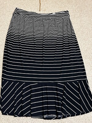Cato Womens Plus Size 18/20 Black White Striped Ruffle Hem Skirt