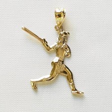 14k Yellow Gold BASEBALL PLAYER Pendant / Charm, Made in USA