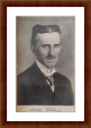 Nikola Tesla Portrait w Signature Framed Photo Wall Art