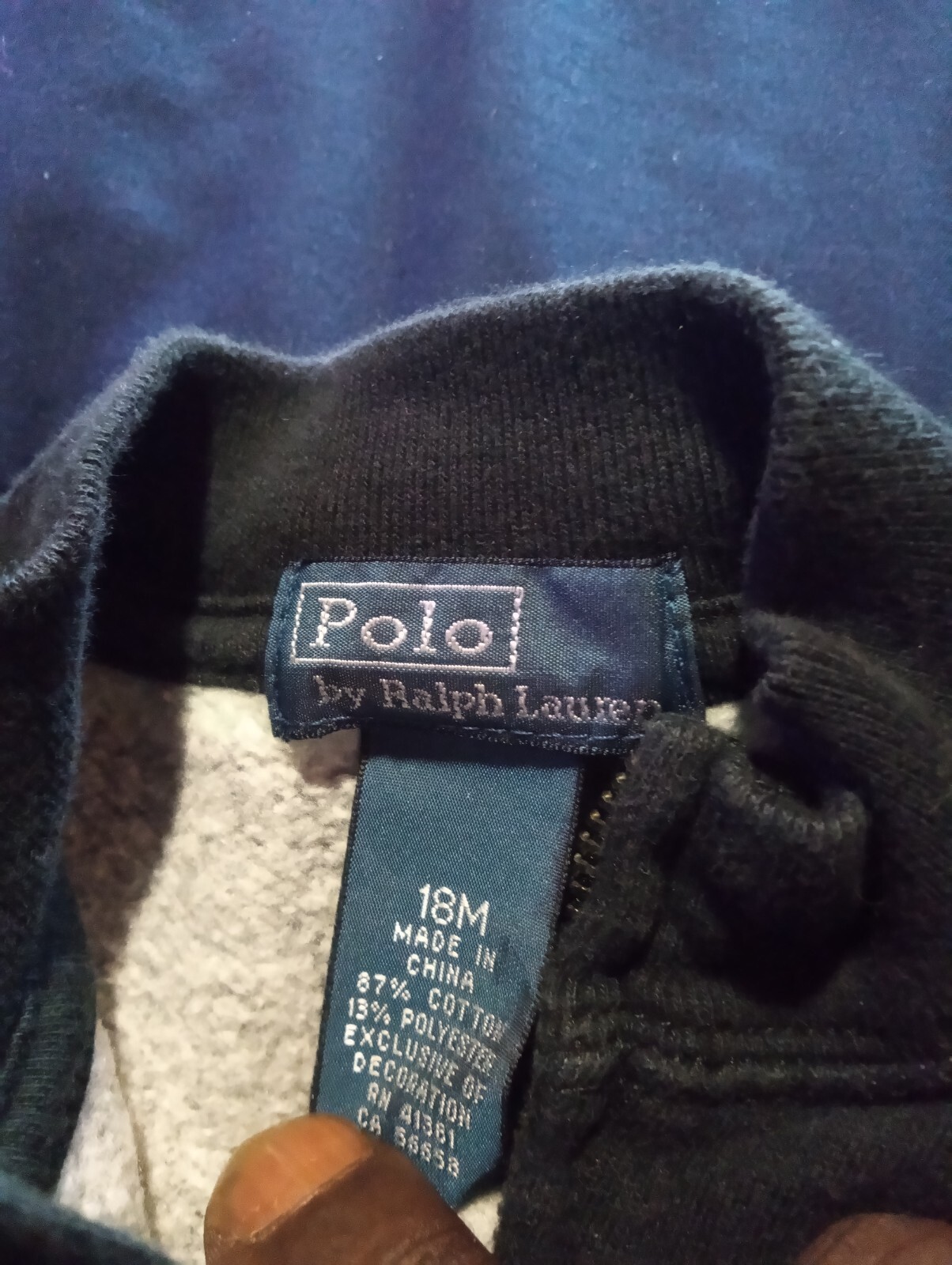 Polo Ralph Lauren ragazzo bambino giacca 18M cerniera pony verde nero tasche leggero