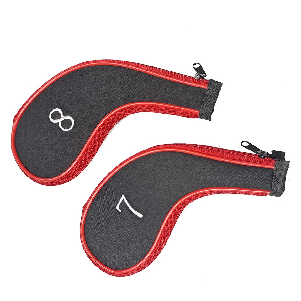 10Pcs Quaility Club Golf Iron Head Covers Headcovers Black UK Stock with Zips - Image 4 of 4