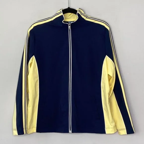 SJB Active Track Jacket Activewear Full Zip w Pockets Blue Yellow