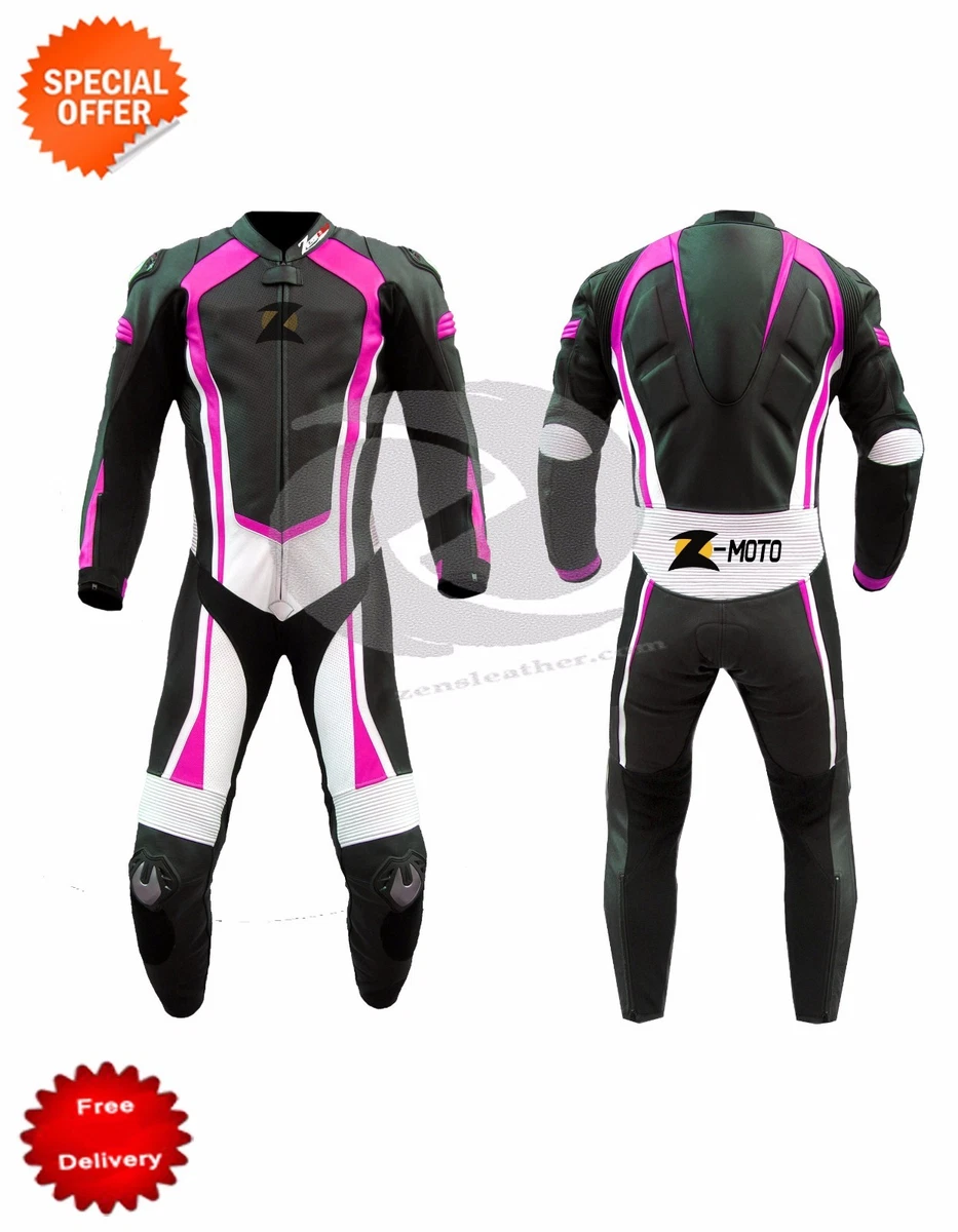 Motorbike leathers motorcycle leather suit one piece purple lining