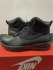 Nike Manoa Water Resistant Leather Boots Triple Black 456975-001 Mens Size 9.5