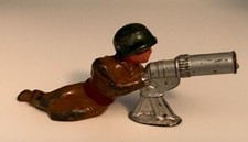 Vintage Barclay Lead Toy Soldier Machine Gun Gunner Prone Figurine