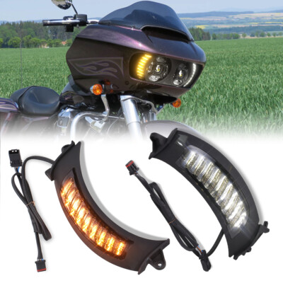 2pcs LED DRL Turn Signal Lights For Road Glide 2015-2022 Motorcycle Vent Lamp