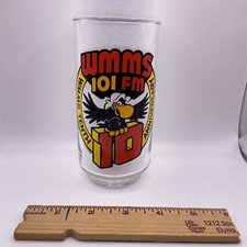 Vintage WMMS Buzzard Radio Cleveland 101 FM Glass Cup Coca Cola Sports Talk Rock