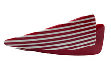 Vintage Barrette Hair Clip Plastic Red White Stripes Mod Geo Atomic Retro Decco
