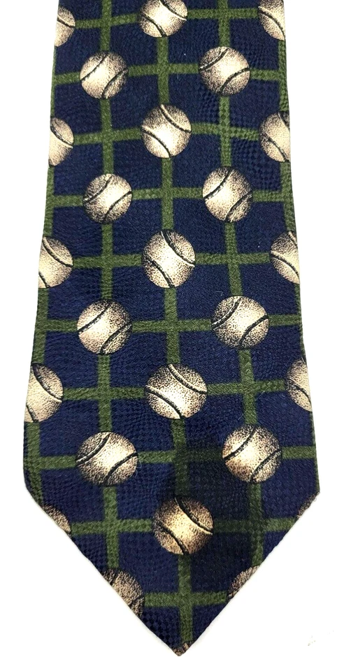 Corbata Baloncesto Seda Hecha en EE. UU. 58" Azul Verde Cuadrados ESTRUCTURA Le COLLEZIONI Foto 2 de 4