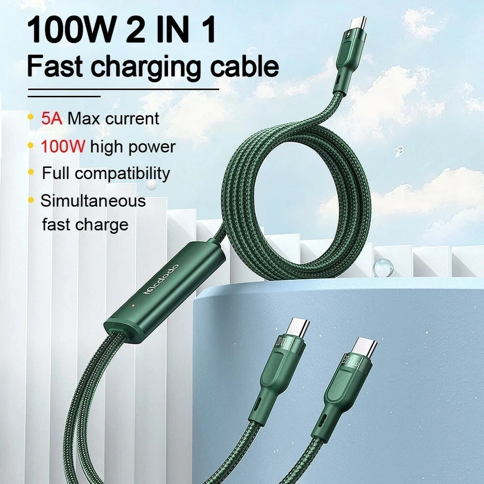 Mcdodo 2 in 1 PD 100W Type C Cable Data Fast Charging For Huawei Samsung Xiaomi - Image 2 of 4