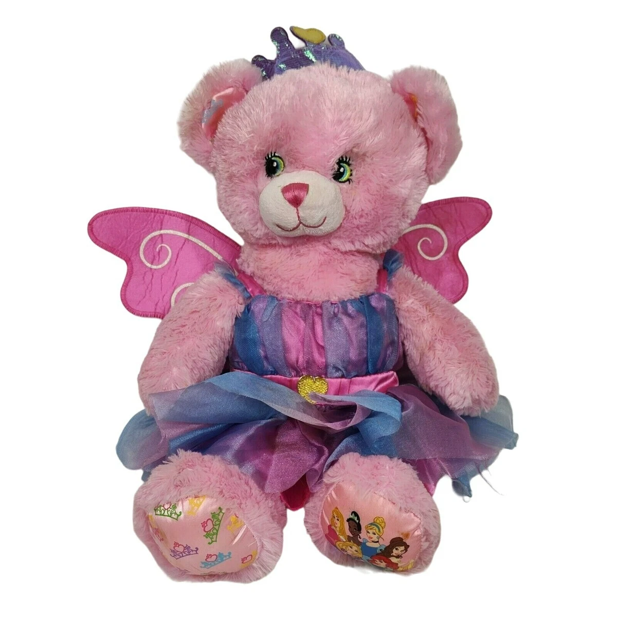 Build A Bear BAB Pink Disney Princess Bear Plush Stuffed Animal with Dress 16 in