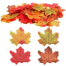 200 Pcs Fall Leaves  4 Colors Fake Leaves Artificial Fall Autumn Leave Decorat...