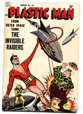 PLASTIC MAN 45-1954-sci-fi issue-alien invasion-Golden-Age-Pre-code