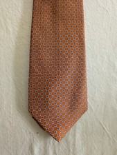 Brooks Brothers 346 Pure Silk Orange Blue White Neck Tie USA Made Geometric
