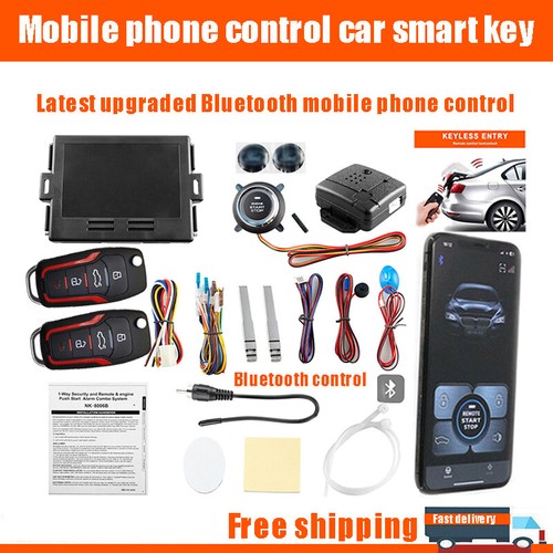 Universal 12V Car Keyless Entry Engine Start Alarm System Push Button Start Stop - Picture 2 of 15