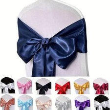 1 25 50 100 Satin Sashes Chair Cover Bow Sash WIDER Fuller Bows Party Decor