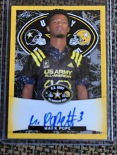 MARK POPE Miami 2018 Leaf Army All-American Football YELLOW Tour AUTO 8/10