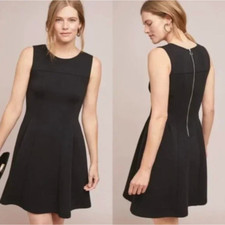 ANTHROPOLOGIE Maeve Debutante Scuba Neoprene Dress Black {3J37}