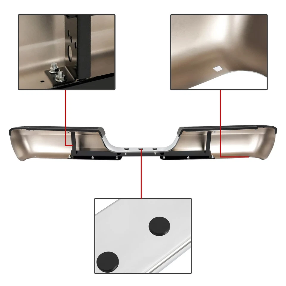 Chrome Complete Rear Step Bumper Assembly For Dodge Ram 1500 2500 3500 1994-2002 Foto 4 de 4