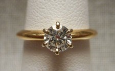 Vintage 14K Yellow Gold  40 point Diamond Solitaire Engagement Ring Size 6