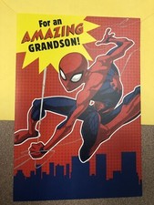Happy Birthday Spider Man Amazing Grandson 5&rdquo;x7&rdquo; Hallmark Marvel Greeting Card