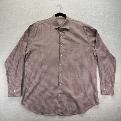 Peter Millar Shirt Mens XL Red Blue Plaid Comfort Dad Work Button Up